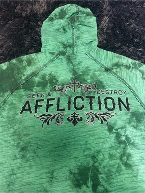 Affliction Green Tie-Dye 'Seek & Destroy' Graphic Hoodie